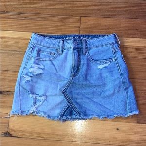 different colored jean skirt